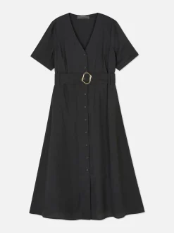V-Neck Belted Midi Dress|Primark Sale