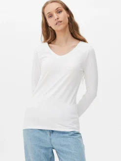 V-Neck Long Sleeve Top|Primark New