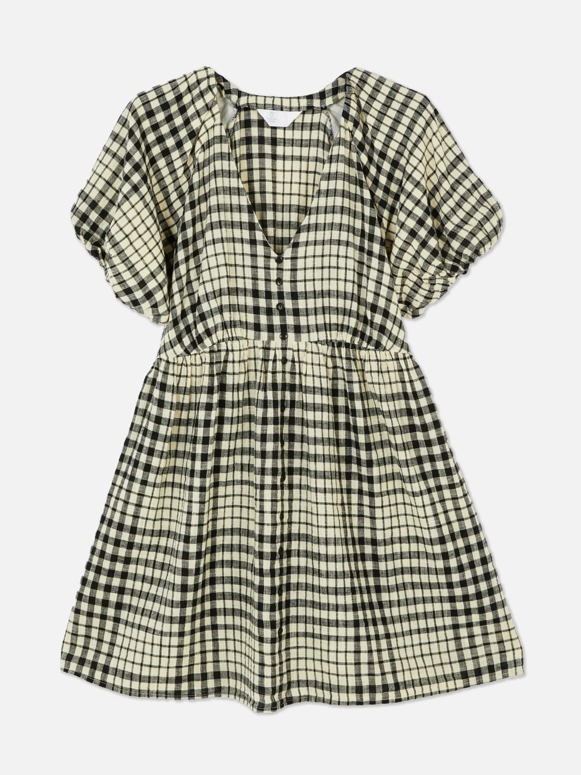 V-Neck Puff Sleeve Smock Dress|Primark Online