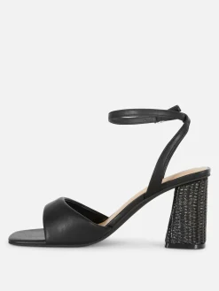 Wide Fit Raffia Heeled Sandals|Primark Hot