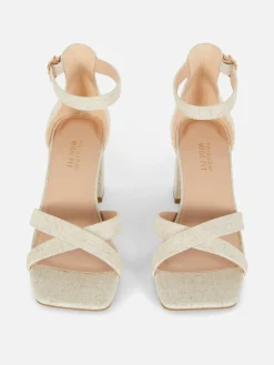 Wide Fit Woven Strap Block Heels|Primark