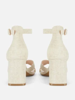Wide Fit Woven Strap Block Heels|Primark