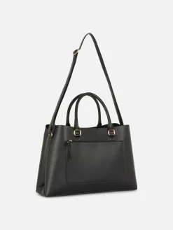 Zip Pocket Faux Leather Tote|Primark Best